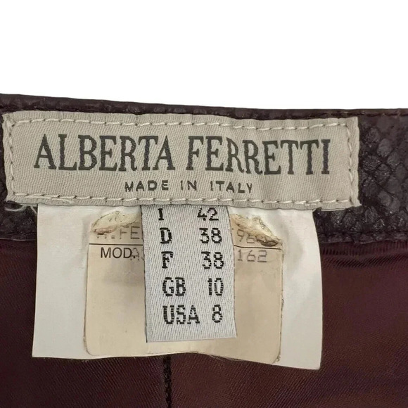 Alberta Ferretti Flared straight leg Leather Pants High waisted Retro Vintage 8 - Picture 5 of 8